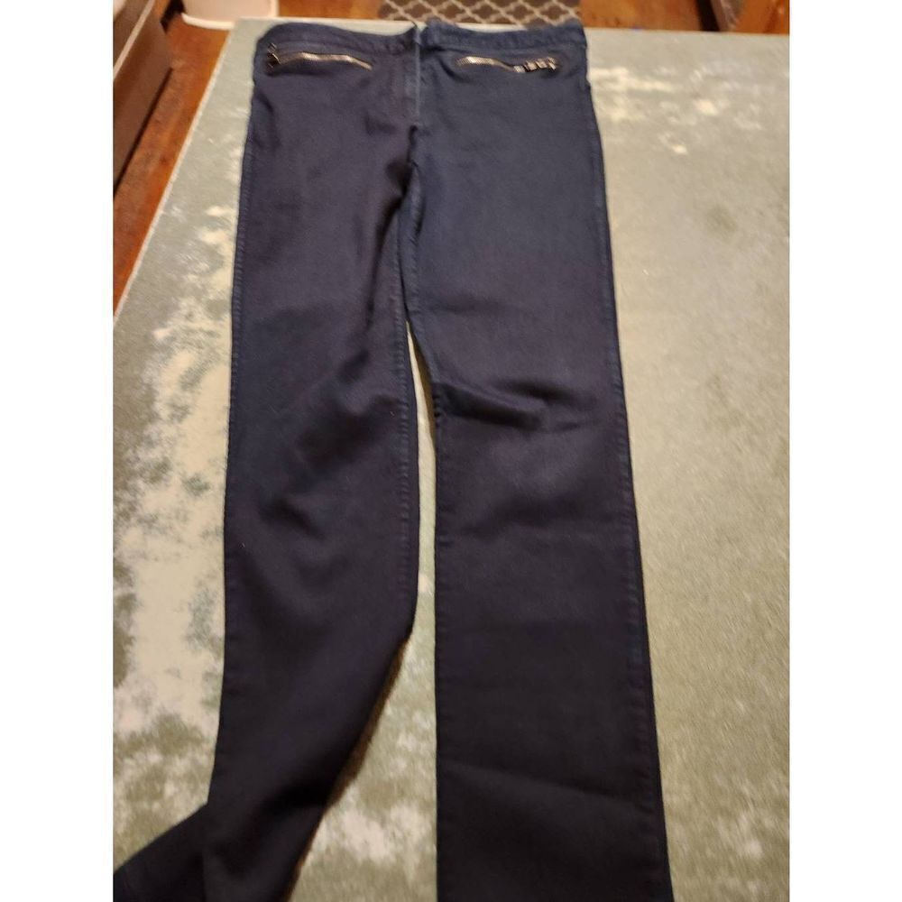 Veronica Beard moto zip front pocket dark blue jeans